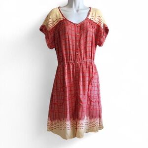 Maeve Red and Cream Midi Dress